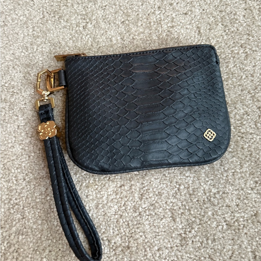 Kendra Scott Black Textured Wristlet with Gold Accents